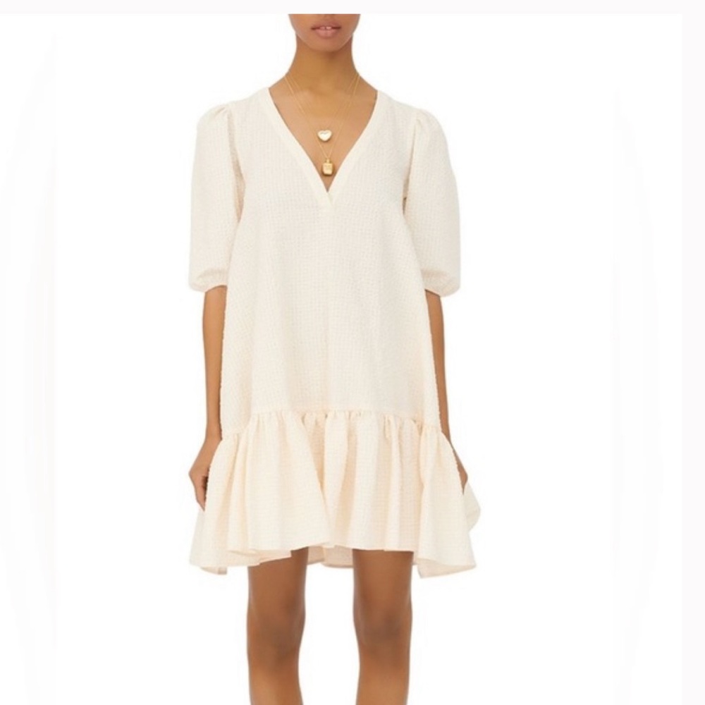 Maje Cream Textured Mini Dress
